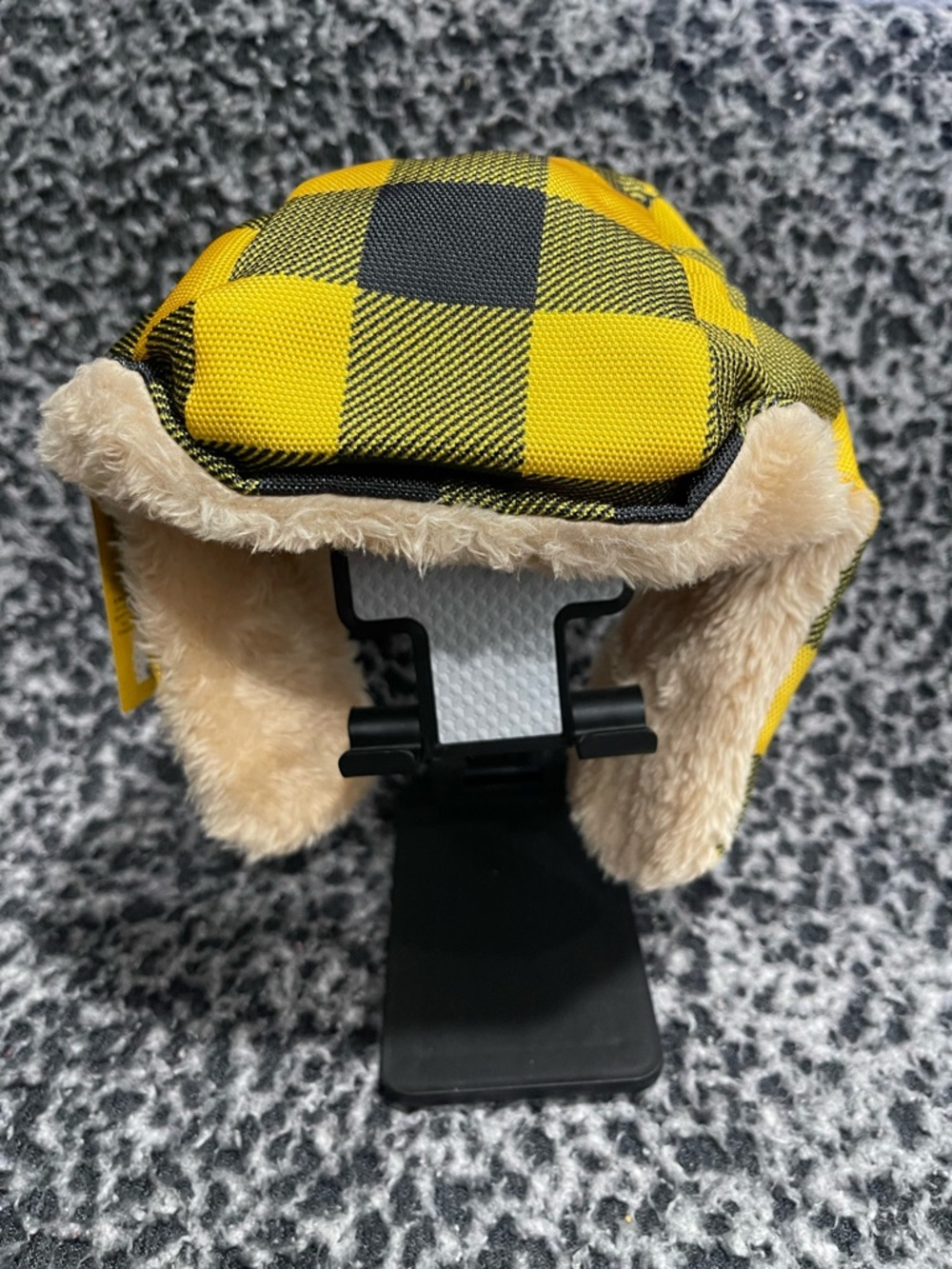 Dogs Yellow Buffalo Plaid Winter Earflap Hat - Cozy Faux Fur
